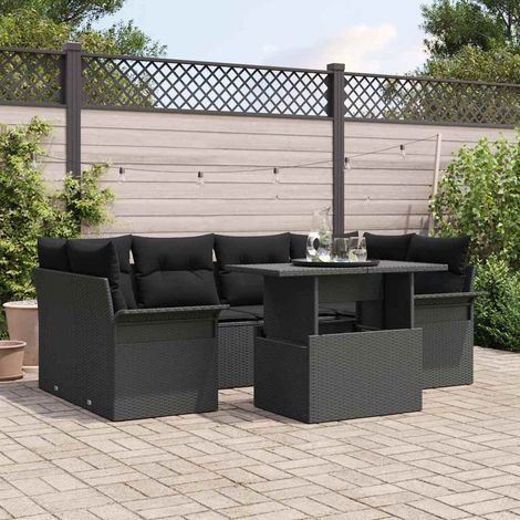 vidaXL Set Divano da Giardino 7 pcs Nero Rattan in Polipropilene (1/5)