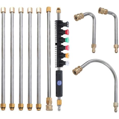 Pistolet pulvérisateur de nettoyage de toiture 10 pièces, raccord rapide 1/4", kit de nettoyage de gouttières (1/4)