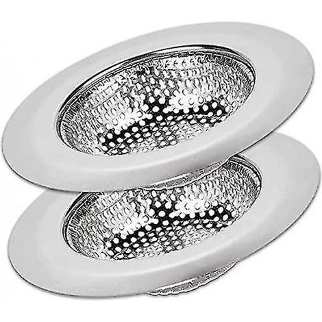 BEBUSINGOTO Paquet de 2 passoires d'évier de cuisine récupérateur de nourriture de 4,5 pouces de diamètre, bord large parfait pour la plupart des drains d'évier, anti-colmatage, antirouille (1/5)