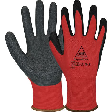 Hase Montagehandschuh Superflex red Größe 10, Polyamid/Latex 10 Stk