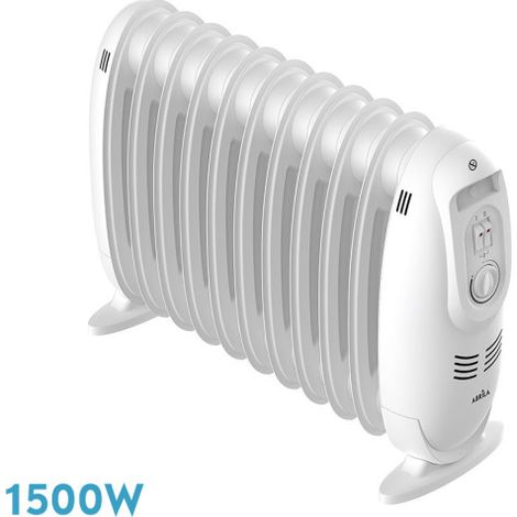Radiatore a olio Irlanda 1500w bianco 3potenze termostato reg. termostato 11elementi protezione di sicurezza maniglia 38,2x51x18cm