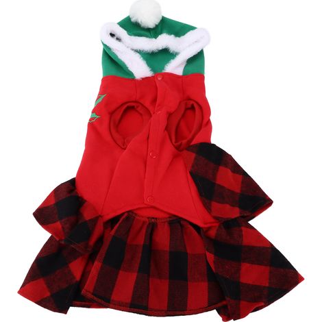 Robe de Noël chaude et légère à carreaux en filet pour chien et chat, vêtements d'automne et d'hiver pour animaux de compagnie. (1/5)
