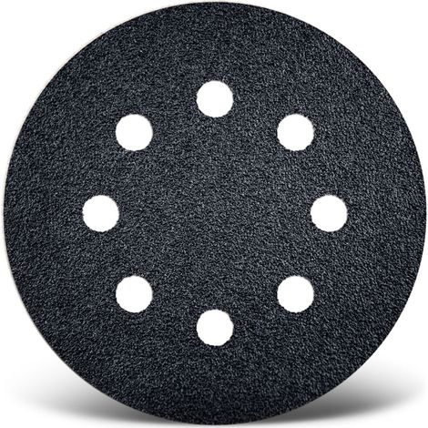 MENZER Black Disques abrasifs auto-agrippants, 125 mm, 8 trous, p. Ponceuses excentriques, Carbure de silicium (Lot de 50) G100