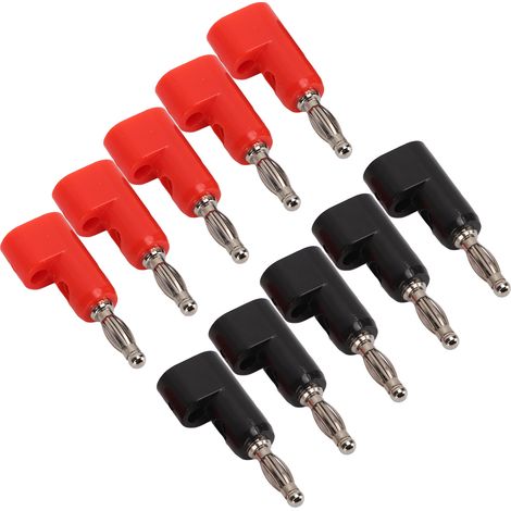 Connecteur Banane 4mm Empilable Noir et Rouge - Lot de 5 Sans Soudure J.10026 (1/5)