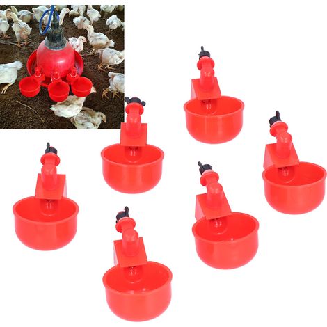 Lot de 6 abreuvoirs pour poules, bol portable de 3 mm en acier inoxydable à ressort, abreuvoir automatique à ressort. (1/5)