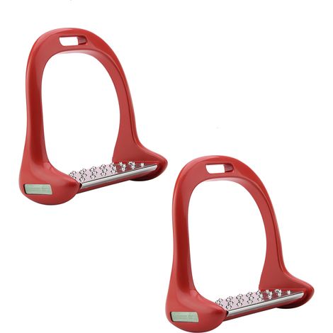 Étrier d'équitation en acier inoxydable antidérapant, selle en aluminium peinte en rouge (1/5)