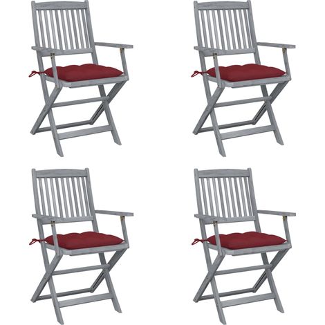 Klappbare Gartenstühle 4 Stk. mit Kissen Massivholz Akazie