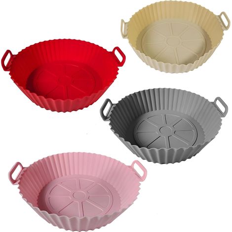 Lot de 4 tapis cuisson ronds en silicone pour friteuse à air (1/5)