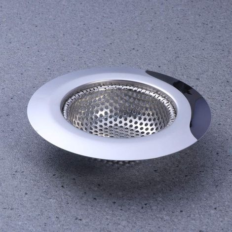 Escurridor de malla de acero inoxidable antiobstrucción para piscina, filtro de desagüe, colador de fregadero de cocina, cesta plateada para baño, 9 cm, 1 unidad (1/5)