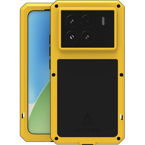 Coque Love Mei pour Xiaomi 15, renforcée en verre, jaune (1/2)