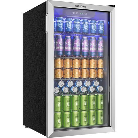 LEDANDER Réfrigérateur à boissons 90L — Cave à bière 126 canettes avec porte vitrée-Étagères pour sodas, bières ou vins — Idéal pour maison,Commandes tactiles (1/4)