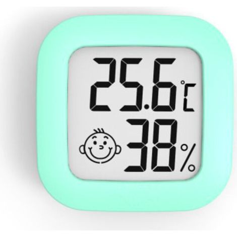 Mini-Hochpräzisions-Digital-Thermometer-Hygrometer für den Innenbereich, Thermo-Hygrometer mit Komfortpegelanzeige (4,3 cm x 4,3 cm, grün, 1 Stück) (1/5)