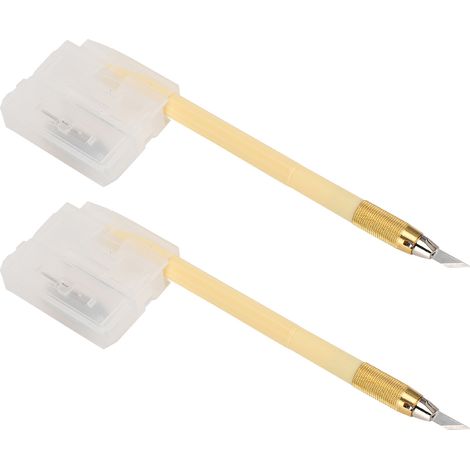 Lot de 2 couteaux à sculpter, tampons en caoutchouc, autocollants DIY, stylo à graver, lame SK5, outils de coupe beige (1/5)