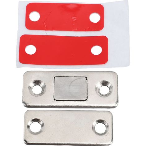 Lot de 8 loquets magnétiques ultra-fins pour portes de cuisine, adhésifs, en acier inoxydable, installation bidirectionnelle. (1/5)