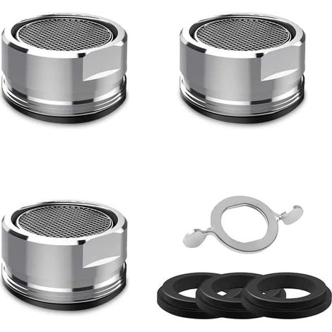 Ensemble 3 pièces - Aérateur - Régulateur de débit - M24 - Universel - Économie d'eau - avec accessoires - Acier inoxydable (1/4)