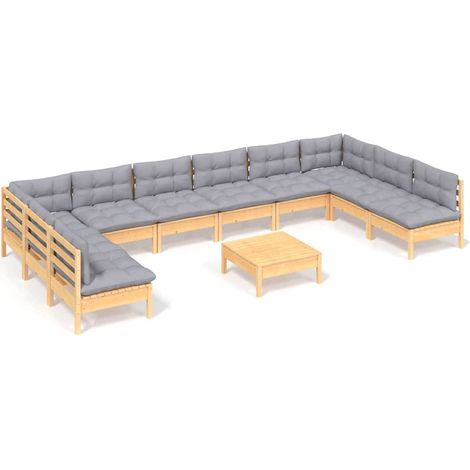 Maison Exclusive - Juego de muebles de jardín 11 pzas y cojines m (1/5)