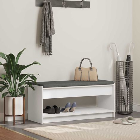 Flurbank mit Kissen mit Regal Weiß 103 x 38 x 45 cm