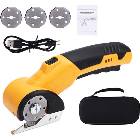 Ciseaux électriques sans fil rechargeables 3,6 V pour boîtes en carton, découpe de tissu, avec lame de rechange, verrouillage de sécurité, lumière LED pour cuir, tapis, plastique, découpe, couture, pr (1/5)