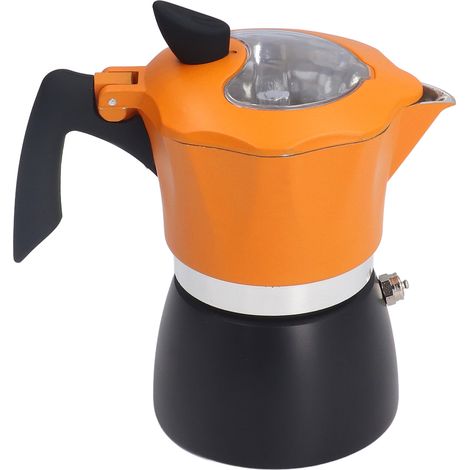 Cafetière Italienne Moka 150ML en Aluminium Bicolore pour Voyage, Maison et Bureau (1/5)