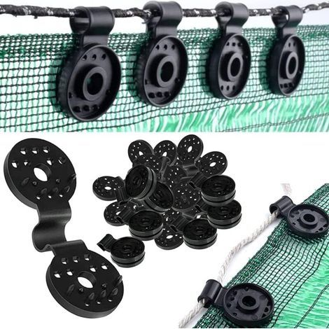 Clips de Fixation Résistants aux UV avec Œillets en Plastique pour Parasol, Brise-Vue, Toile de Clôture et Filet Pare-Soleil (1/4)
