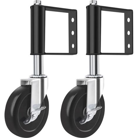 2 roulettes à ressort, roulettes pivotantes industrielles de 10,2 cm avec frein – Support à 3 trous absorbant les chocs. (1/5)
