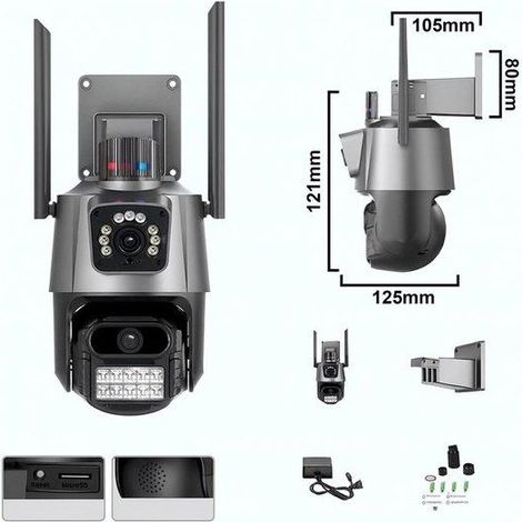Caméra IP - KEANOVA - ABQ-203 - Double Objectif - Vision Nocturne IR - Étanche IP65