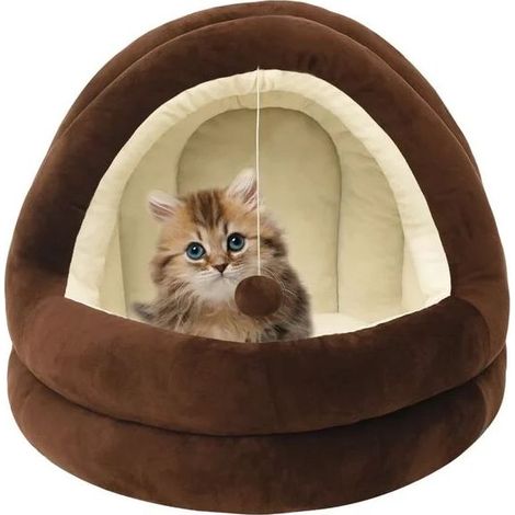 Panier pour chat 40x40x35 cm, marron et beige (1/4)