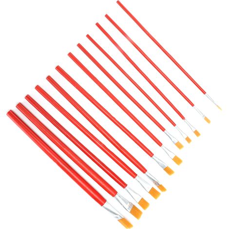Pinceau en nylon à manche rouge, pointe plate, pour peinture à l'huile, peinture à la gouache et beaux-arts. (1/5)