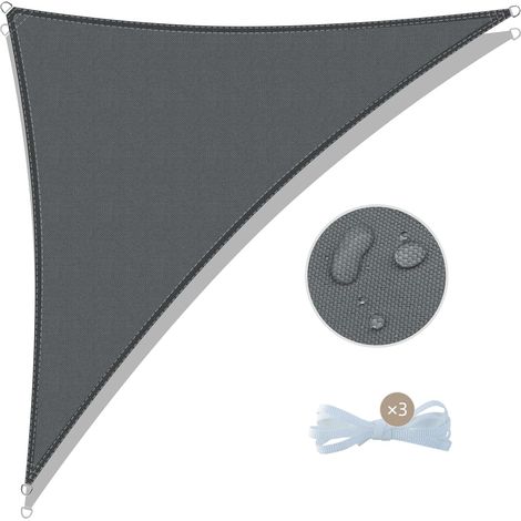 Voile d'ombrage Triangle 3.5x3.5x4.9m Imperméable Toile Ombrage 106% UV Protection Grande Taille pour Patio Balcon Jardin Terrasse Extérieur (1/5)
