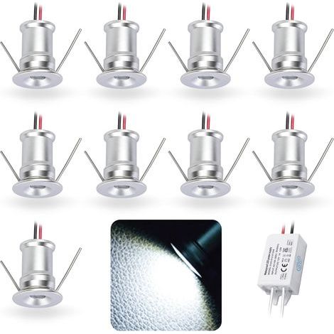 pcs Recessed LED Spotlights, 1W 12V IP65, Aluminum, 15mm, For Furniture and Staircase (1/5)