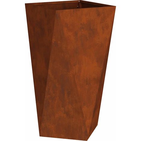 Jardinière moderne pour extérieur 40 x 40 x 75 cm avec base intégrée et design chic en acier rouillé (1/5)
