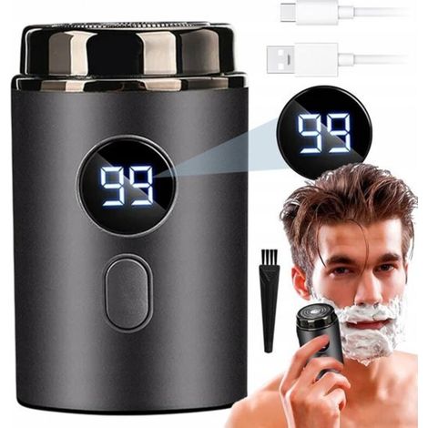 Mini rasoio elettrico - Idea regalo per la festa del papà - Lavabile in lavastoviglie - Ricaricabile tramite USB - Da usare su pelle asciutta o bagnata - Nero - Indicatore di carica LED - 300 mAh
