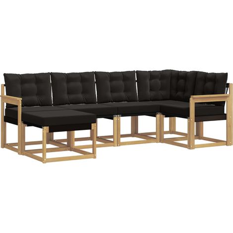 Outdoor Sofa Set with Cushion 6 pcs White and Black vidaXL (1/5)