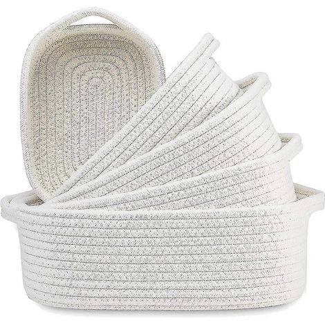 Rechteckiges Aufbewahrungskorb-Set, 5-teilig, aus Baumwollseil gewebte Körbe zum Organisieren, Babyzimmer, Hund (1/5)