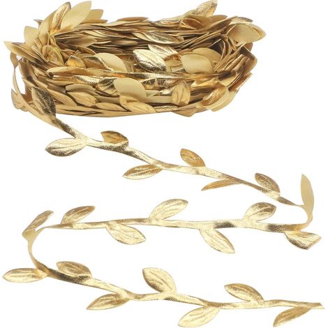 10M Guirlande Artificielle de Feuilles (Or -10M) Feuille Garniture Ruban, Décoré de Vigne pour Bricolage Artisanat Fête Mariage Décoration