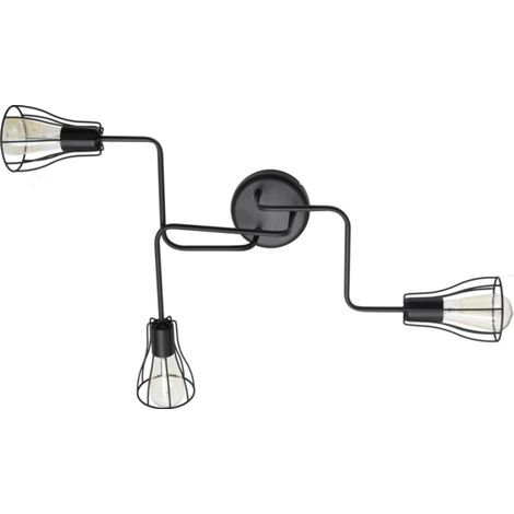 Helam TUBE Plafonnier Semi-Encastré Multi Bras Noir 82cm