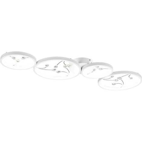 Plafoniera LED, metallo, bianco opaco, L 96 cm, Groovy (1/5)