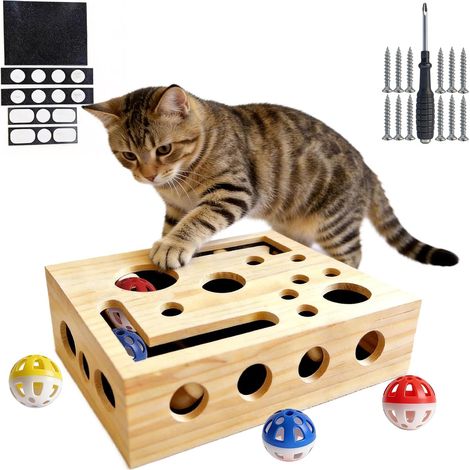 Jouet Interactif pour Chats, Jouet Interactif pour Chats d'Intérieur, Jouet pour Chat Puzzle, Griffoir Interactif Chat avec 3 Balles (1/5)