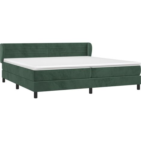 Cama box spring con colchón terciopelo verde oscuro 200x200 cm vidaXL (1/5)