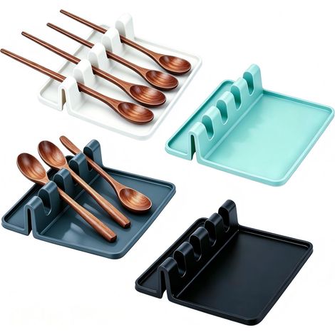 Lot de 4 repose-cuillères de cuisine en silicone avec protection (1/5)