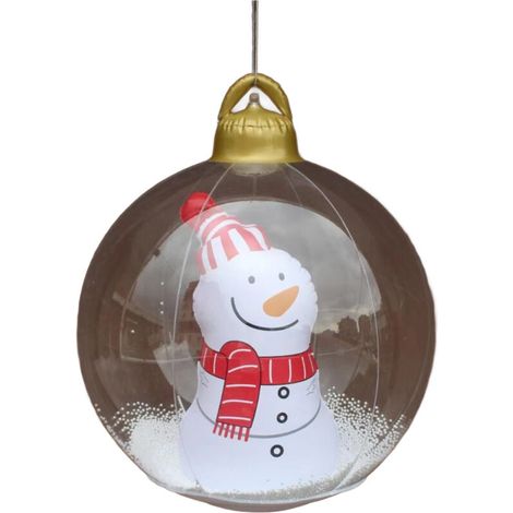 Boules de Noël gonflables de 23,6 pouces avec LED, boule décorée lumineuse géante en PVC pliable, télécommande transparente, décoration extérieure pour bonhomme de neige de vacances (1/5)