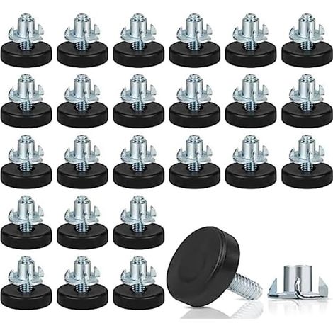 Pièces de Rechange Accessoires Niveleurs de Pieds de Meubles à Filetage 1/4 Pouce, 24 Niveleurs de Pieds Réglables sur Le Nivellement de Meubles, pour Table (1/4 Pouces-18) (1/5)