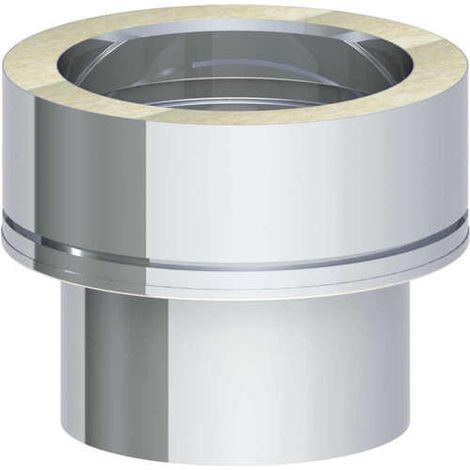 Pièce d'adaptation inox Mâle mono paroi à  Femelle double paroi Ø 130