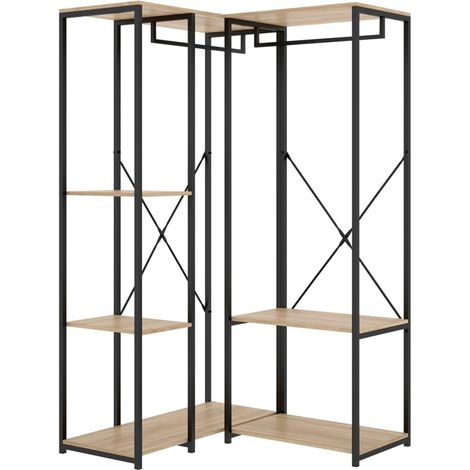 Vestidor de rincón  Selena acabado natural-negro, 90cm(ancho) 100.4cm(fondo) 167cm(alto).