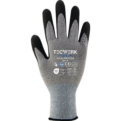 TECWERK Handschuhe FlexN Gr.11 grau/schwarz EN 388 PSA II TECWERK