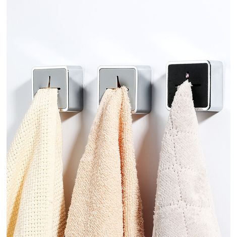 Nouveau porte-serviettes simple, porte-serviettes de cuisine, crochet mural pour essuie-mains, crochet poussoir auto-adhésif pour serviettes, porte-serviettes coloré pour porte d'armoire de cuisine de (1/4)
