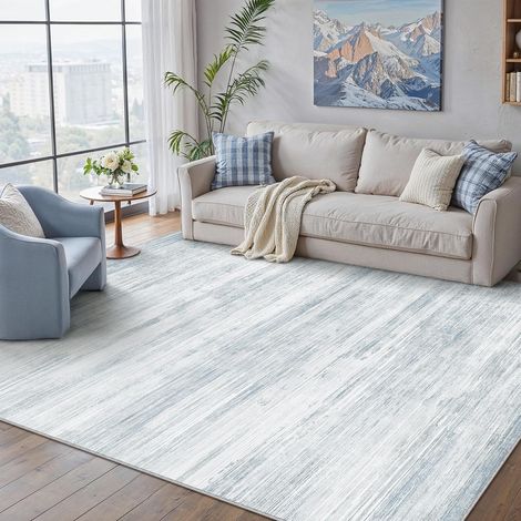 Moderne Tapis Salon 140x200cm Bleu Lavable en Machine Rug Antidérapant Rugs,Grand Carpet,Chambre Adulte Carpets,Abstrait,Salle a Manger,Bureau,Descente de Lit,Doux Poil Ras (1/5)