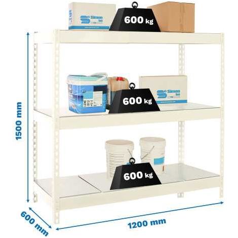 Estanteria 1500x1200x600 SIMONFORTE 1206/3 METAL 1500 BLANCO/GALVA marca SIMONRACK (1/2)