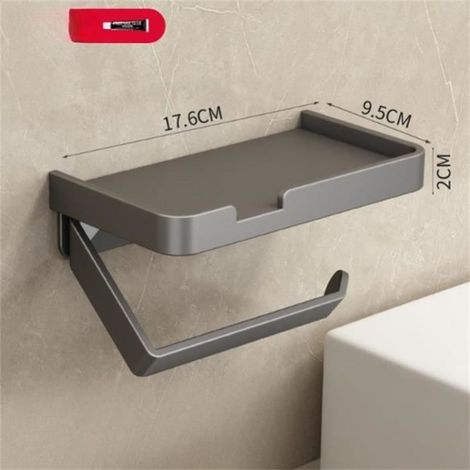 Porte-Rouleau Papier Toilette Mural - Rangement Pratique pour Salle de Bain - gris foncé 17.69.5cm avec tiges d\'inclinaison (1/4)