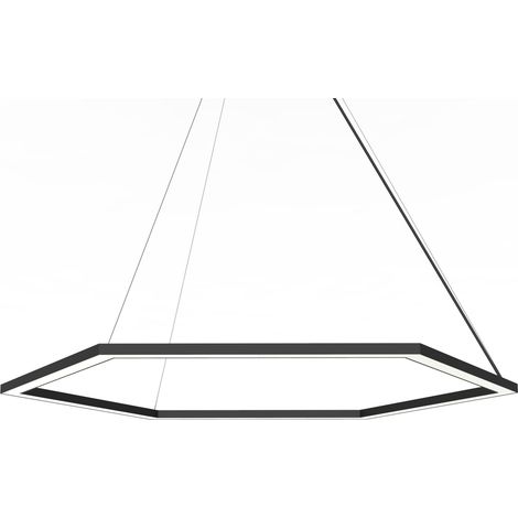 LUMICOM ESAGONO 1X Sospensione, STRIP LED, 52W/m, 3000K, metallo, nero, Ø90cm (1/2)